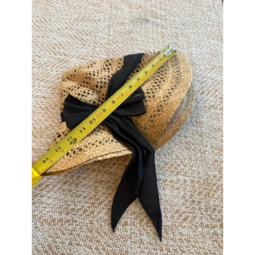 Woven Straw Sun Hat with Black Ribbon Bow